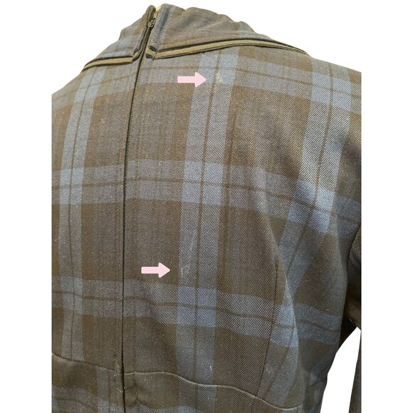 Hell Bunny Vixen Doralee Pencil Dress Peter Pan Collar Navy Black Plaid Retro XL - Picture 6 of 16